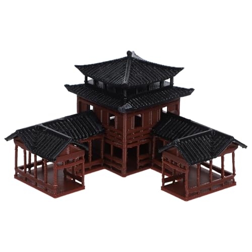 Petite sculpture bâtiment traditionnel ornement zen de haute précision pour cour