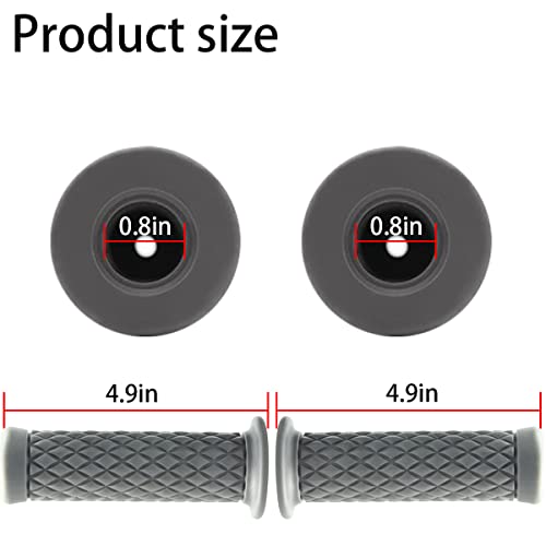 Image of Motorcycle Hand Grips, Non Slip Rubber Bar for 7 /8 inch 22mm /24mm Handles, Vintage Motorbike Thruster Grip, Handlebar for Hand Comfort, Universal for Motocross Scooter Dirt Bike, Open End (Gray)