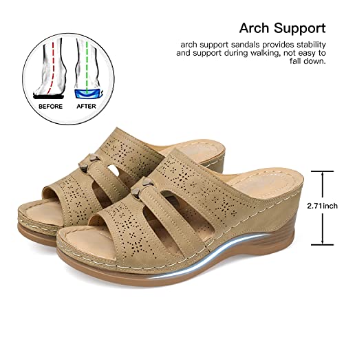 Image of SHIBEVER Wedge Sandals for Women Dressy: Comfortable Slip On Summer Sandal