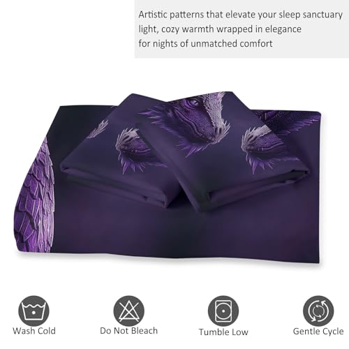 Housse de couette 160x200 violette sans repassage zippée - 8