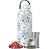 Termo de viaje para infusión de té 32 oz con interior cerámico, infusor de acero inoxidable micro-malla, triple aislamiento 12h frío y calor, tapa con doble función sorbo y pajilla, resistente a rayaduras miniatura 2