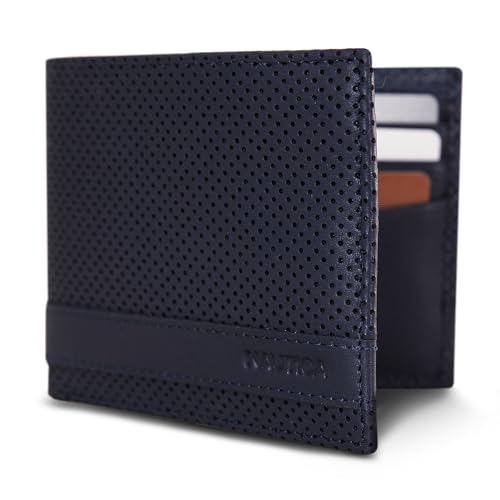 Image of Nautica Men's Bifold Leather Wallet | RFID Blocking | ID Window | Card Slots | Organization | Durable | Stylish