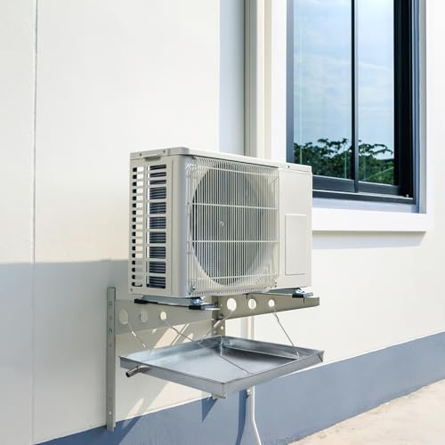 Image of Housoutil Air Conditioner Drip Pan, Galvanized Iron AC Drip Tray, Square Window AC Drain Tray, Condensate Catch Basin, Metal Split Water Catcher for Leakage Protection Outdoor Indoor Unit -15.72 Inch