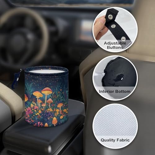 Image of Mushroom Forest Starry Sky Car Rubbish Bag Hanging Can Reusable Compact Rubbish Holder Mini Car Organizer for Car Garbage, Easy to Install