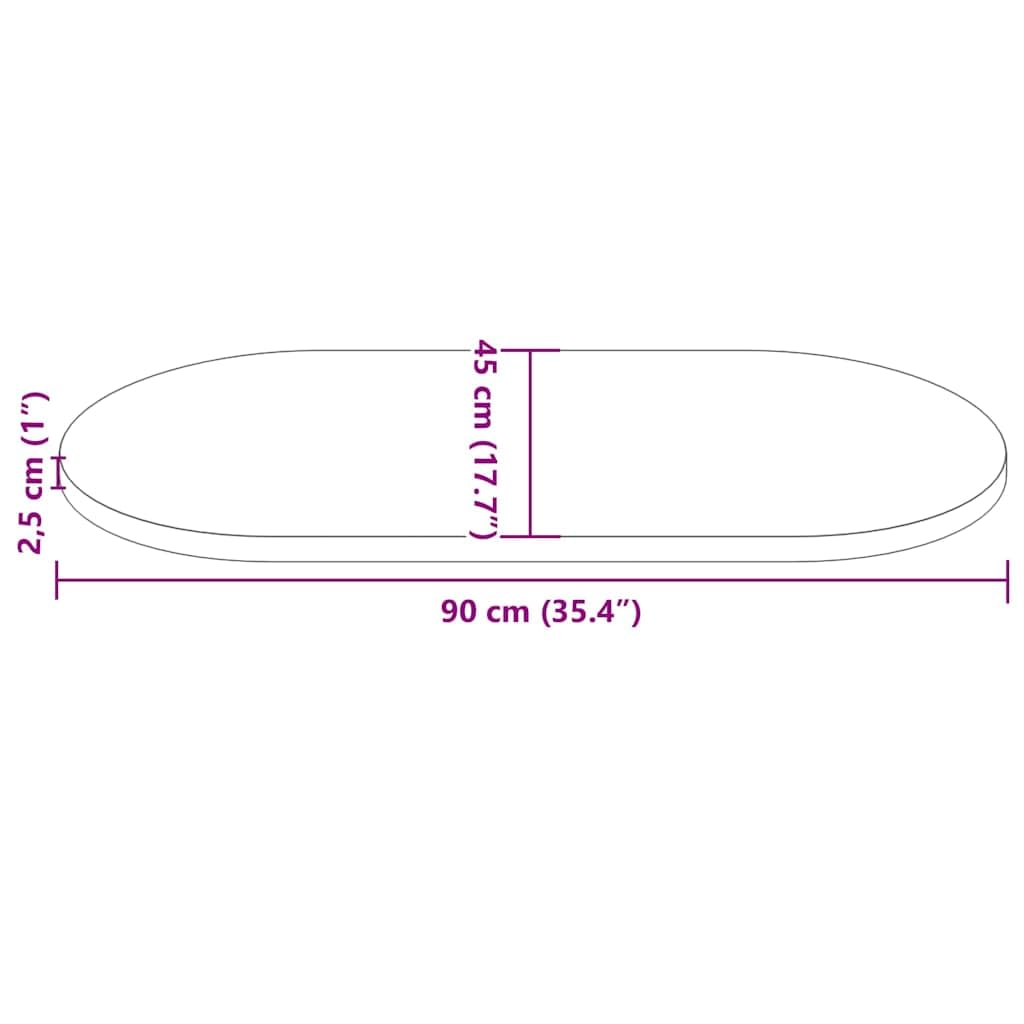 Tischplatte Weiß 90x45x2,5 cm aus massivem Kiefernholz oval für DIY BAU, Ersatz, Möbel, Esszimmer, Wohnzimmer, Büro, Küche, Garten, Schutzauflage und Restauration