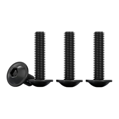 Drenky Tornillos de Acero Inoxidable A2 V2A, M4x25mm Tornillo de Cabeza Alomada con Brida Y Hexágono Interior Tornillo a Máquina con Brida Totalmente Rosca Métrica con Brida, 50 Piezas