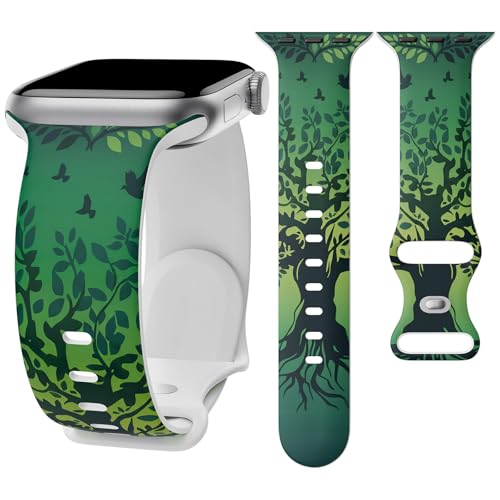 Image of Floral Band Compatible with Apple Watch Bands for Women 40mm 42mm 41mm 38mm 44mm 45mm 46mm 49mm, Cute Pattern Flower Soft Silicone Sport Strap for iWatch Series Ultra 11 10 SE 9 8 7 6 5 4 3 2