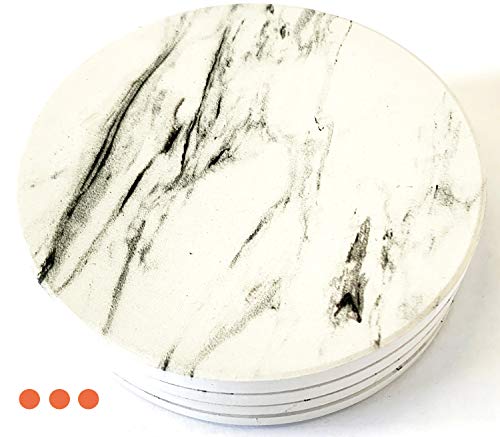 COASTERS FOR DRINKS ABSORBENT - Faux Marble Ceramic Coasters, Coasters for Drinks, Stone