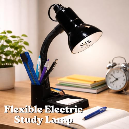 Image of Flexible Electric Study Lamp - 316 Model | Adjustable Neck Table Light for Students & Readers | Compact Desk Lamp for Study, Office & Bedroom Use (Black)