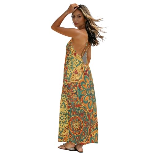 Robe longue mandala boho ample et légère pour masquer les rondeurs avec style
