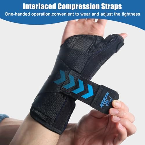 NuCamper Carpal Tunnel Wrist Brace with Thumb Support, Thumb Brace Spica Splint for Tendonitis, De Quervains Tenosynovitis, Trigger Thumb Splint Wrist Support for Men Women - Right Hand,L/XL - 3