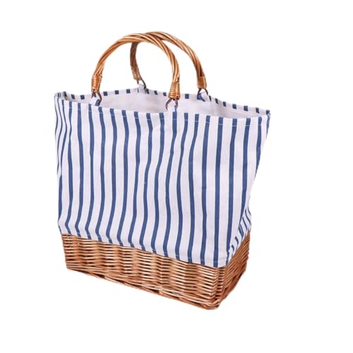 Cabas femme en toile de coton lin bleu au design unique léger