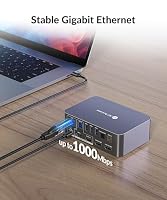 AV Access Docking Station KVM Switch Dual Monitor für Laptop & Desktop - USB C-Ladung, Vollaluminium, KVM-Switcher für 2 PCs mit Ethernet, EDID, 4K@60Hz/2K@144Hz/1080P@240Hz, 3xUSB 3.0, Netzteil – Ansicht 5