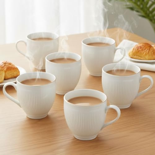 Image of Clay Craft Fine Ceramic Tea & Coffee Cups Set with Gold Detailing| 170 Ml Elegant Designer Cups for Home & Gifting | Premium Finish| Classic Pattern| Comfortable Handle