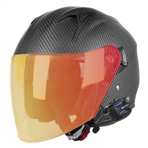 Casco de motocicleta bluetooth integrado con visera para scooter urbana