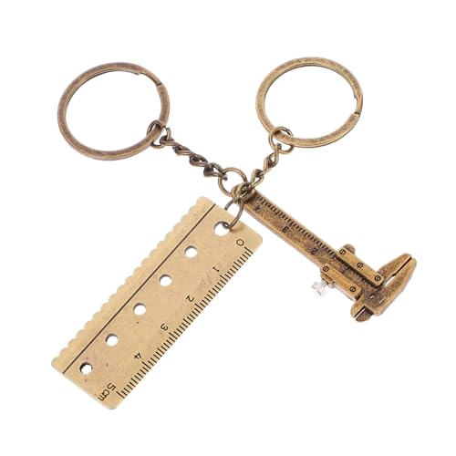 Ipetboom 2 piezas Mini Calibrador Vernier Llavero Vintage Herramienta Portátil de Medición Precisa Colgante Regla para Mochilas y Viajes