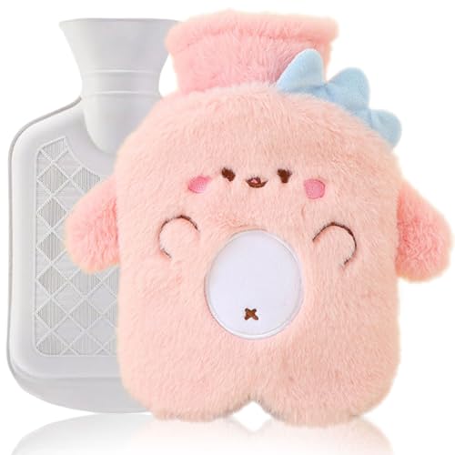 Bolsa de Agua Caliente Unicorno con Funda Peluche, 500ml extraíble lavable, Calentamano Niños, Tratamiento Dolores & Fiebre (Estómago/Espalda), Regalo san valentín mujer