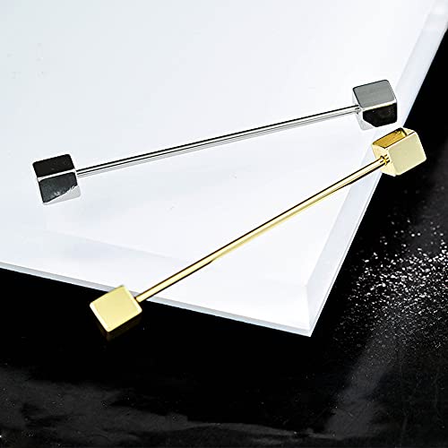 4 Pieces Collar Pin Collar Bar Collar Bar Pin Shirt Collar Bar Tie Pins Necktie Pins Clip Clasp Lapel Stick Brooch Square Head Shirt Collar Bar for Men Wedding Business(Sliver, Golden)3