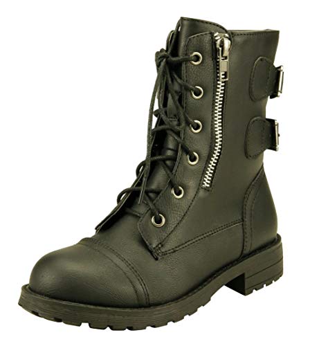 The Doll Maker Girl's Lace-Up Zipper Combat Boots