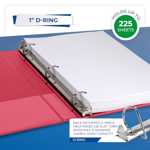 Image of Samsill Durable 1 inch 3 Ring Binder, D Ring Binder, 100% Recycled Chipboard, Red, 12 Pack