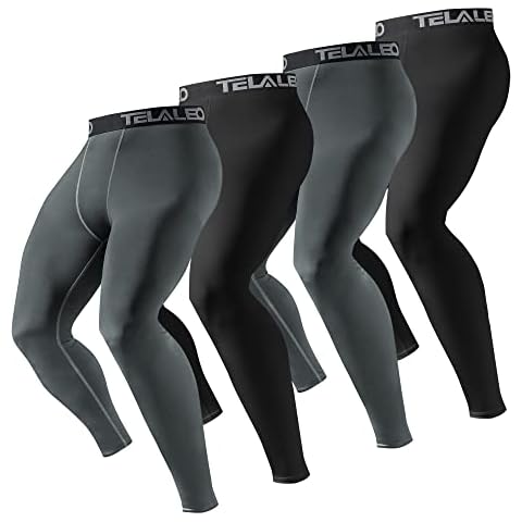 TELALEO 6, 5 or 4 Pack Men's Compression Pants Leggings Sports Tights Athletic Baselayer Workout Running Cover