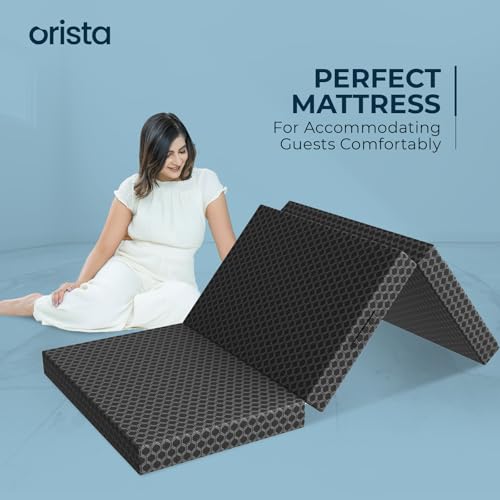 Image of Orista Tri-Fold Foldable Orthopedic Foam Mattress Single Bed | 72x36x4 Inch | Compact & Portable, 3-Fold Design | Perfect for Floor Sleeping, Guests, and Travel Easy Storage & Comfort Support