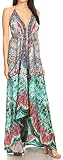 Sakkas 1817 - Lizi Womens Maxi High-Low Halter Handkerchief Long Dress Beach Party - FOM223-Multi - OS
