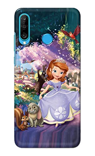 Image of PRINTFIDAA Cartoon Little Girl with Crown and Pet Animals Printed Designer Hard Case for Huawei P30 Lite /Nova 4e, Marie-L21BX, MAR-L01A, MAR-L21A, MAR-LX1A Back Cover -(e) RPM1008