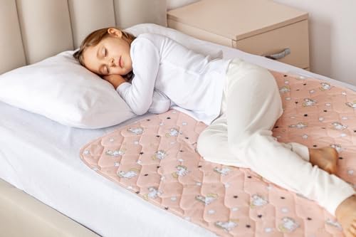 Lynmark® Potty Training Mattress Protector Pee Pads for Kids - Waterproof Toddler Bed Wetting Mat for Toilet Training - Non-Slip Washable Bedwetting Topper Absorbs Up to 2000ml - 35' x 33', Unicorn