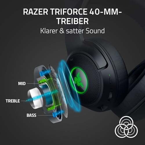 Razer Kraken Kitty V2 BT - Kabelloses Bluetooth RGB Headset mit Kitty Ears für Gaming und Streaming (325g, Triforce 40mm Treiber, Bluetooth 5.2, Noise-Cancelling-Mic, 40 Stunden Akku) Schwarz