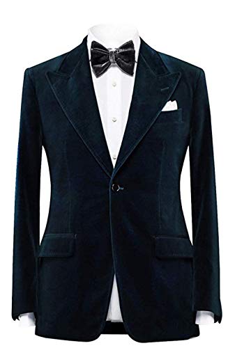 Everbeauty Slim Fit Velvet Blazer for Men Stylish Men's Fashion Lapel Velvet Coat Wedding Tuxedo Jacket Navy Blue