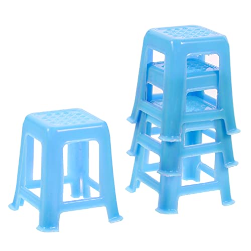 ERINGOGO 4 Piezas Silla en Miniatura Toys Home Decor decoração casa decoración casa Miniature House Muebles de Taburete en Miniatura Modelo de Taburete en Miniatura el plastico Blue