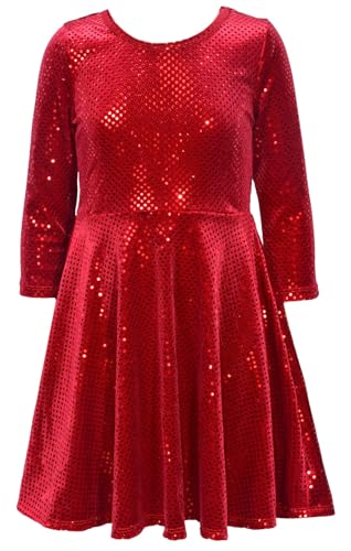 Bonnie Jean Girls' Velour Dress (US, Numeric, 4, RED-Sparkle): Clothing,  Shoes & Jewelry