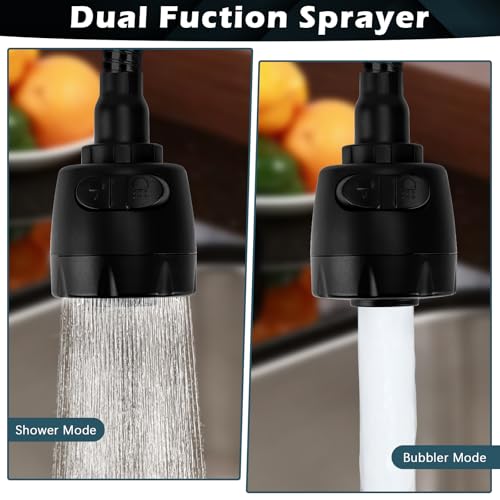 Image of 8 in RV Kitchen Faucet, XFIRE-GEAR Camper Faucet Kitchen with Flexible Arc 360 Degree Rotatable Dual Function Sprayer, RV Sink Faucets for Motorhomes, Travel Trailers Accessories (Black)