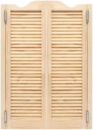 Wooden Half Cafe Doors - 35.8x42.1in Double Swinging Entrance for Kitchen, Bar, Porch, Barn - 4 Metal Hinges - Classic Design, Durable & Stylish Wood Finish