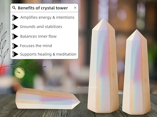 Image of Certified Angel Aura Quartz Crystal Tower Obelisk Point For Chakra, Healing And Balancing - Aaa Grade Original Certified Gemstone Agate For Reiki Meditation Yoga Spiritual (3-4 Inches)