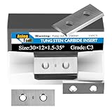 Asieg Tool 30x12x1.5mm Carbide Inserts Cutter Blades Knives 10pcs for Powermatic PJ1696 1285 Cantek Planer Jointer Machines Spiral Helical Cutterheads or Trimming Knives