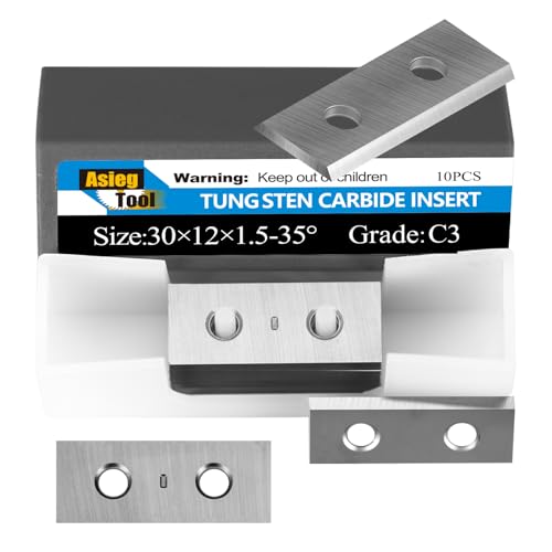Asieg Tool 30x12x1.5mm Carbide Inserts Cutter Blades Knives 10pcs for Powermatic PJ1696 1285 Cantek Planer Jointer Machines Spiral Helical Cutterheads or Trimming Knives
