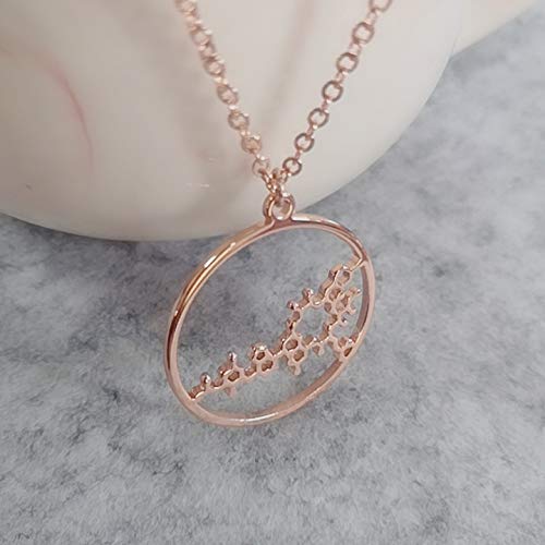 NOUMANDA Geometric Chemical Hormone Molecular Science Necklace Laser Cutting Metal Oxytocin Round Pendant Jewelry3