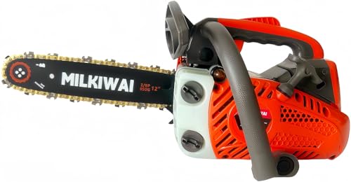 Gas Chainsaw 12 Inch Top Handle Chainsaw 2-Stroke 25.4CC Handheld Cordless Petrol Portable Gas Powered Chain Saw for Tree Wood Cutting