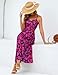 Annebouti Spring Summer Maxi Dress for Women 2025 Petite Casual Trendy Open Back Ruched A-Line Sleeveless Spaghetti Strap Floral Beach Long Sundresses with Pockets Rose Navy XS