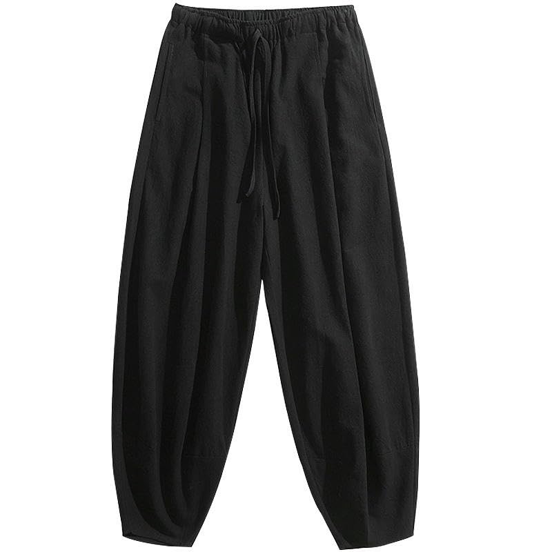 Pantalon lanterne ample homme coton lin jambe large décontracté automne