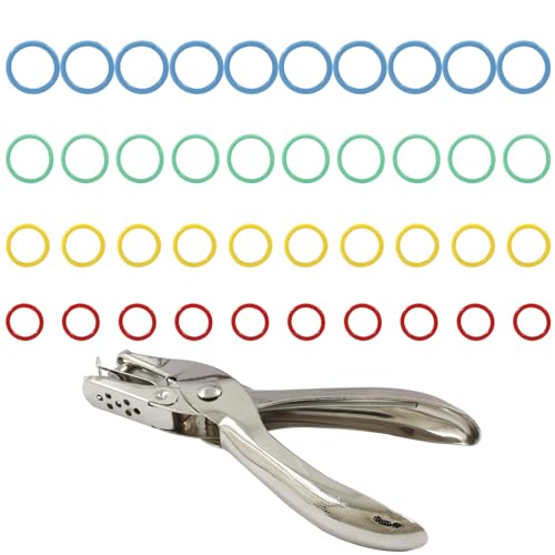 40 peças de fichário de plástico misto de quatro tamanhos, clipes de fichário de folhas soltas, anéi