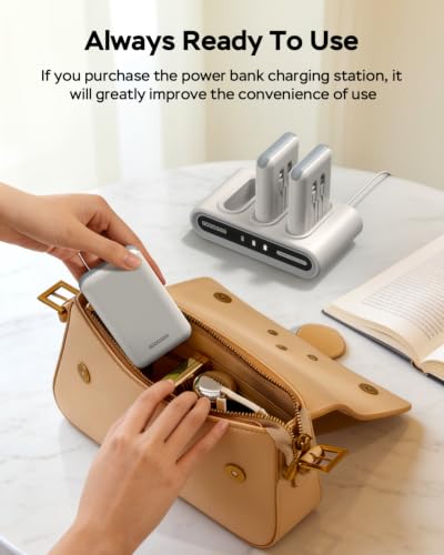 Image of GOODaaa Portable Charger, 10000mAh Power Bank Built in Cables, 3 Outputs 1 Inputs for All Mobile Devices Slim Charging Bank, Small Thin Phone Charger, Airline Approved Travel Slim Compact Battery Pack