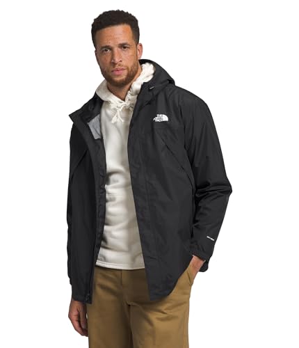 The North Face Men's Antora Jacket (Standard & Big Size) - Waterproof & Windproof Rain Coat, Secure Zip Hand Pockets, TNF Black-NPF, Large
