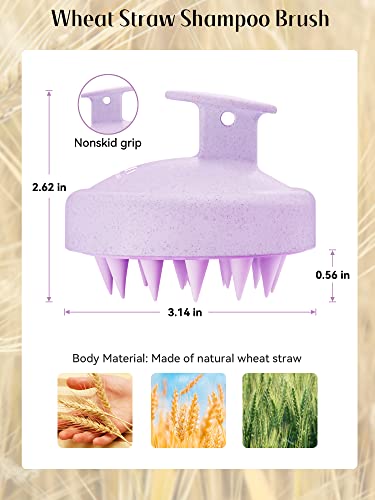 Image of HEETA Scalp Massager Hair Growth, Soft Silicone Scalp Scrubber Shampoo Brush for Exfoliation, Dandruff Removal & Head Massage Stress Relax, Wet & Dry Use for Thick, Thin Hair Care, Wheat Straw Purple