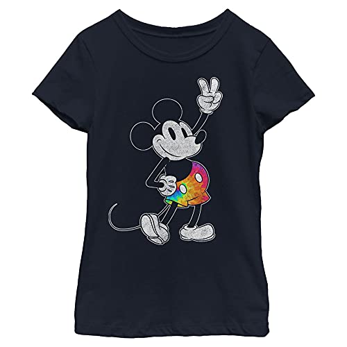 Disney Characters Tie Dye Mickey Stroked Girl's Solid Crew Tee