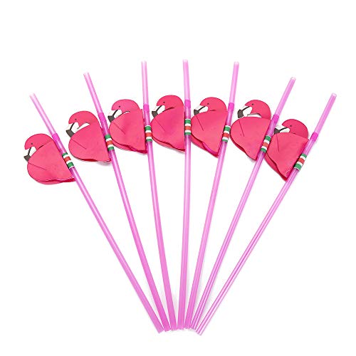 100 pitillos desechables flamingo flexibles para fiesta miniatura 1