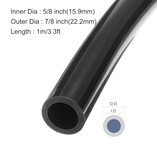 Image of 1m(3.3ft) 16mm(5 /8 inch) ID x 22.2mm(7 /8 inch) OD Silicone Tubing Black Industrial Plastic Tubing Pure Silicone Hoses for Pump Siphoning Draining Irrigation Brewing
