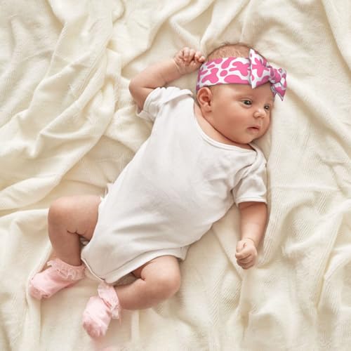 Pink Cow Print Cute Baby Girl Bows Headbands Baby Girls Newborn Headbands Infant Toddlers 0-6 Months4